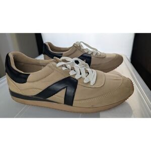 LOFT Everyday Trainer Sneakers Women's 7 Tan Black Gum Sole Retro Runner Textile